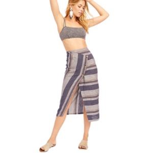 Free People Big Sur Midi Blue Combo Skirt